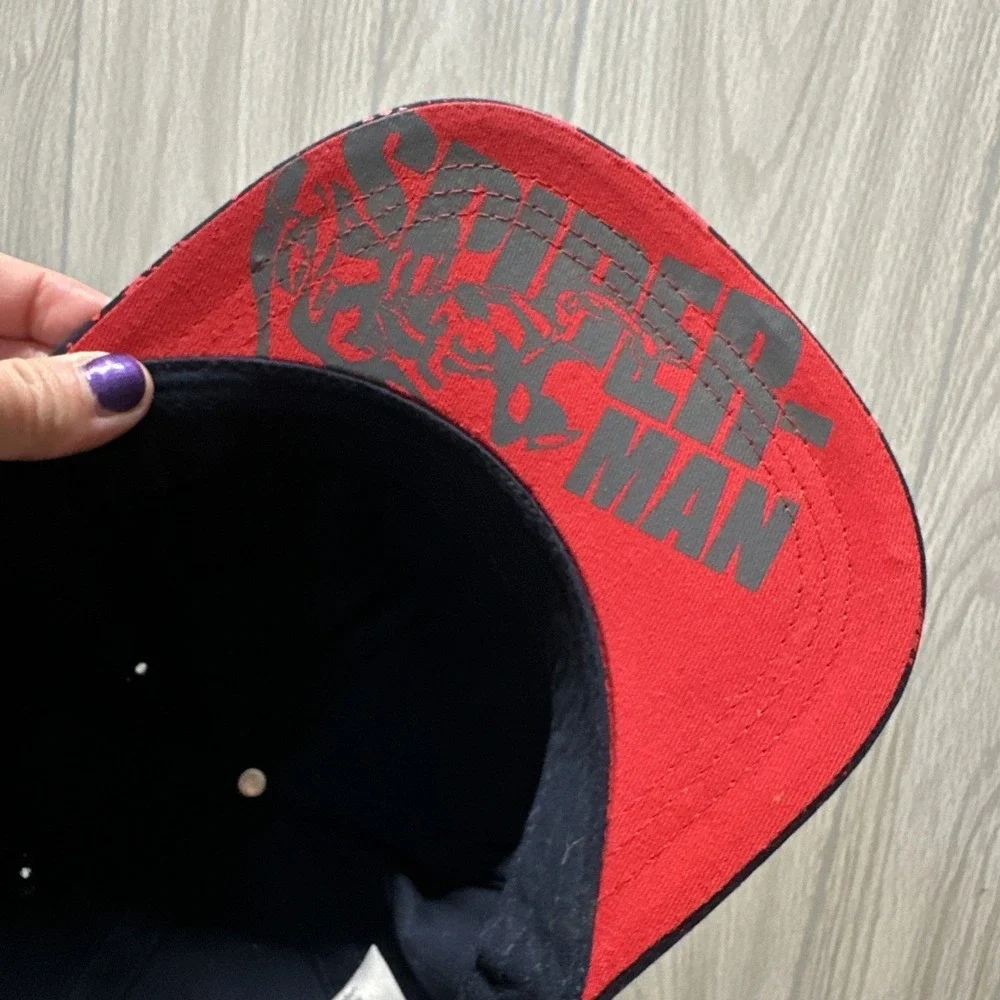 Kids Marvel Spider-Man Baseball Cap Black Red Splatter Adjustable Snapback